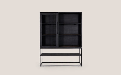 Karma Charcoal Cabinet 1 Glass Doors 3 Shelves 1 Open Rack (Missing Original Packaging)