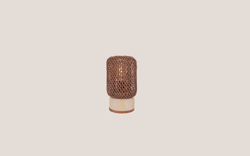 Pole Rattan Table Lamp Brown