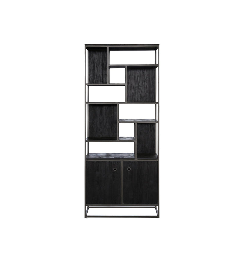 Tuareg Charcoal Bookrack 2 Doors, 10 Open Racks (Second Chance)